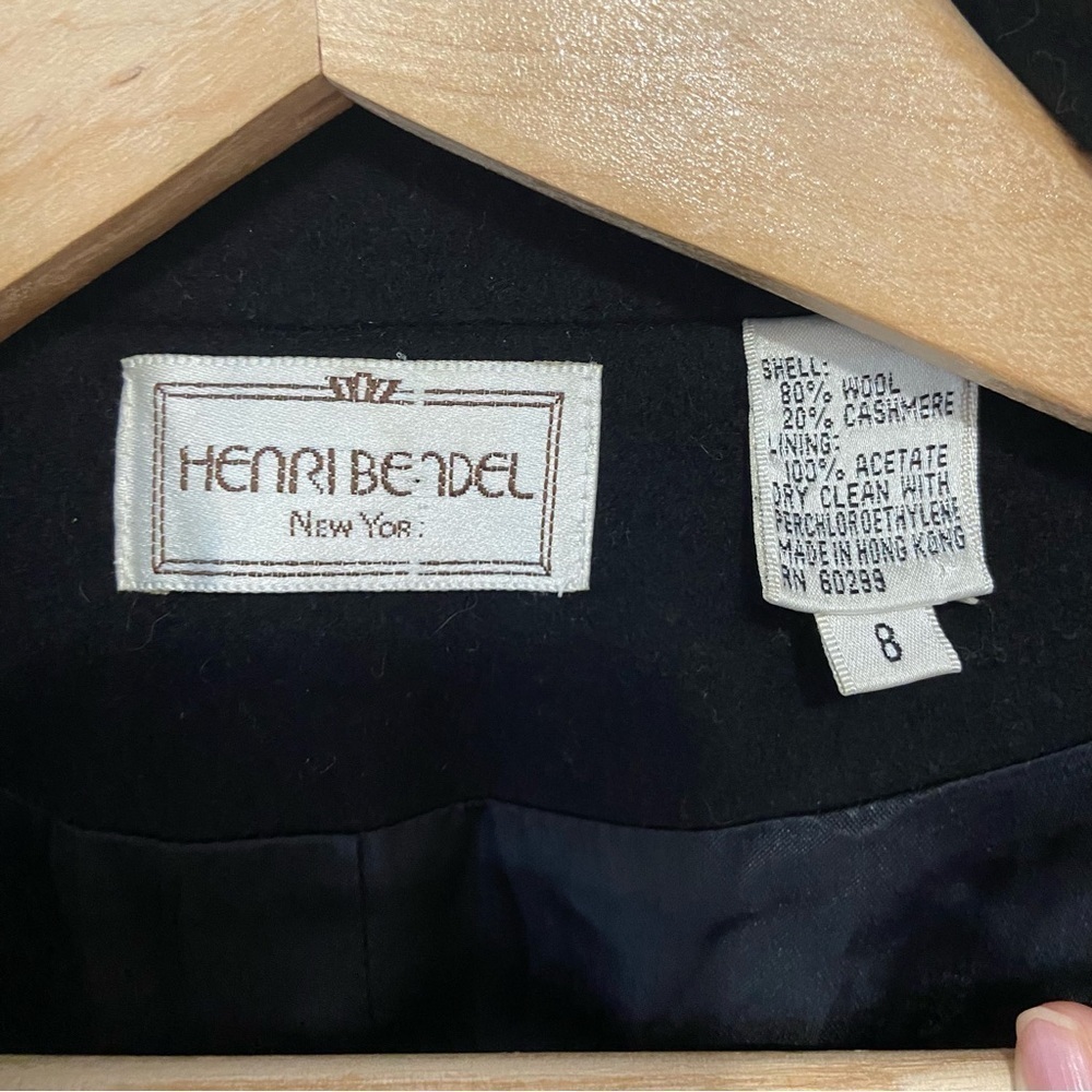 Henri Bendel Cashmere Wool Cropped Double Breasted Blazer Peacoat Black Size 8 - Picture 6 of 11